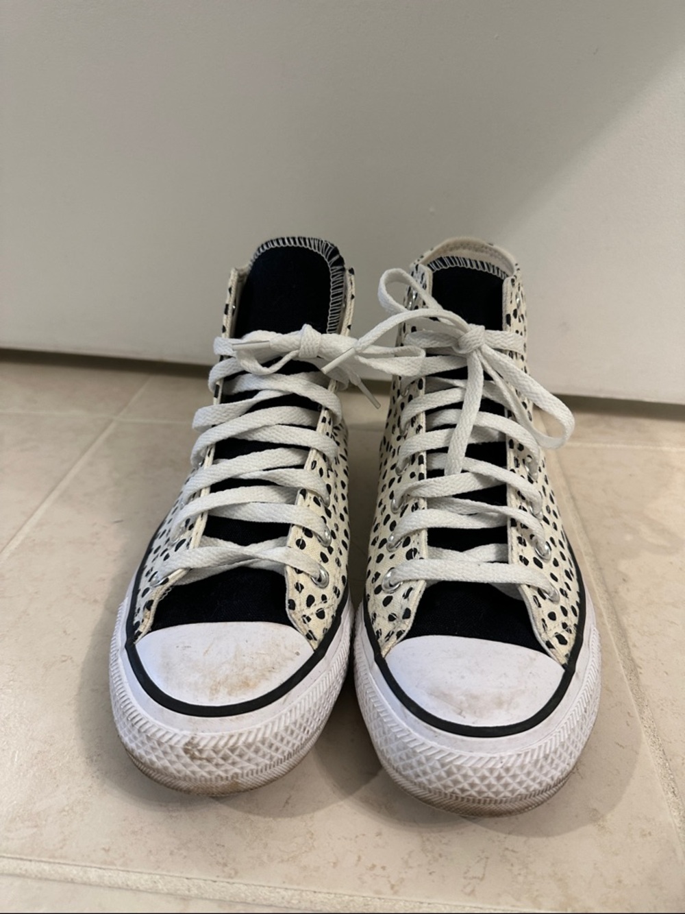 Converse Black & White High-Top Sneakers with Dalmatian Spot Pattern